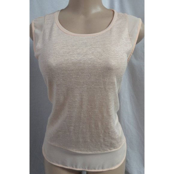 "ANN TAYLOR" LIGHT PEACH LAYERED FRONT CHIFFON INSETS BLOUSE TOP SIZE: L NWT - Picture 3 of 6